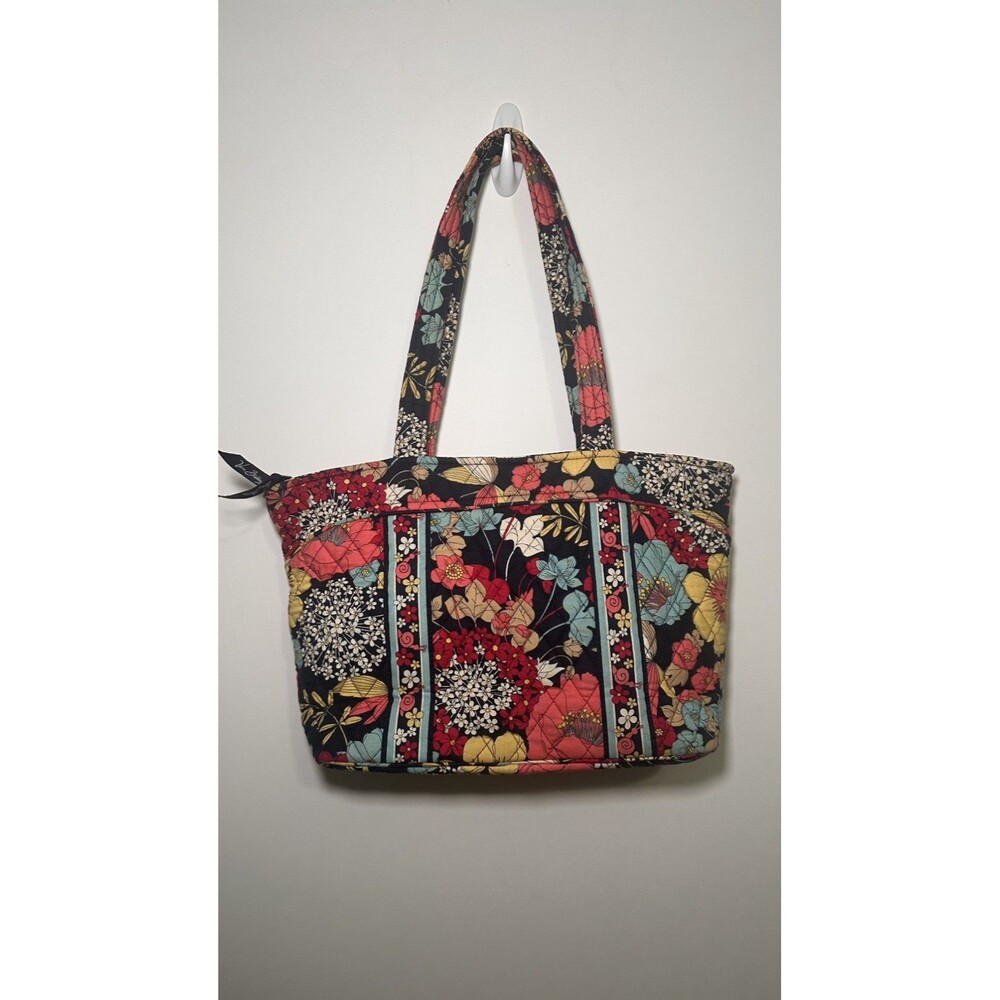 Vera Bradley Happy Snails Teal Red Yellow Floral Medium Tote Bag